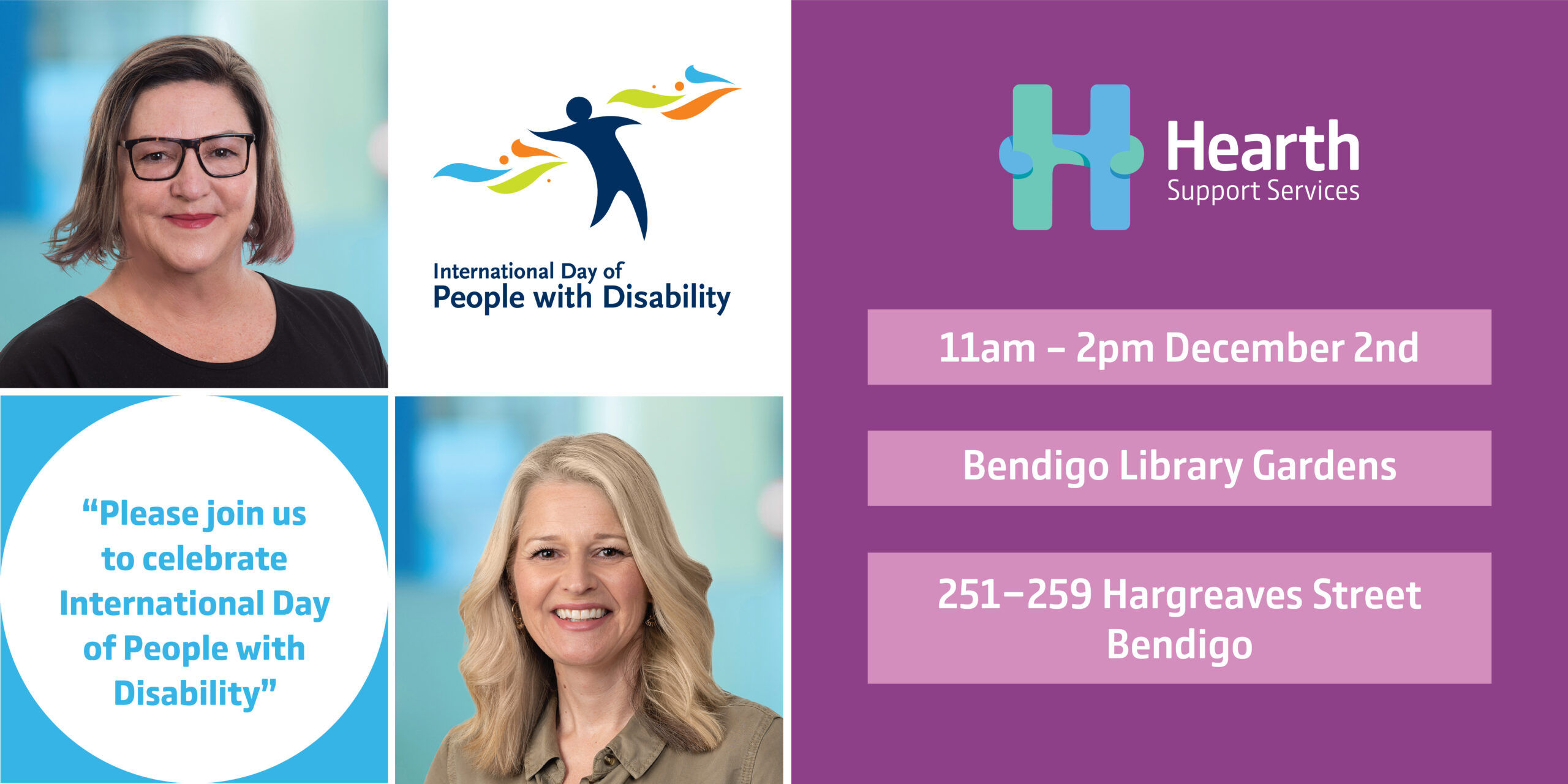Hearth Support Services joins the Bendigo Community in celebrating International Day of People with Disability.