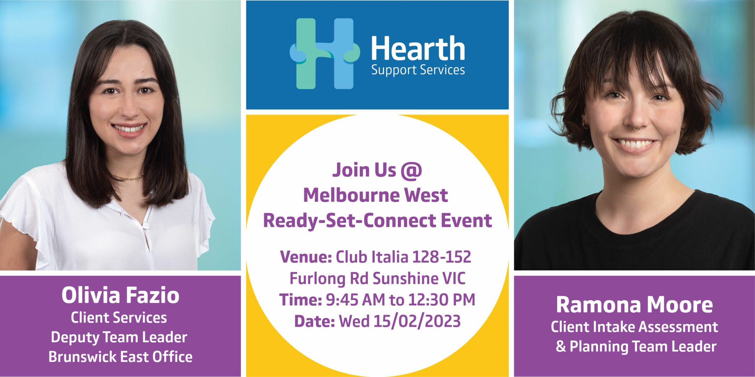 Join Hearth Support Services at the Melbourne West (Sunshine) Ready Set Connect Event on Wednesday, February 15th, 2023